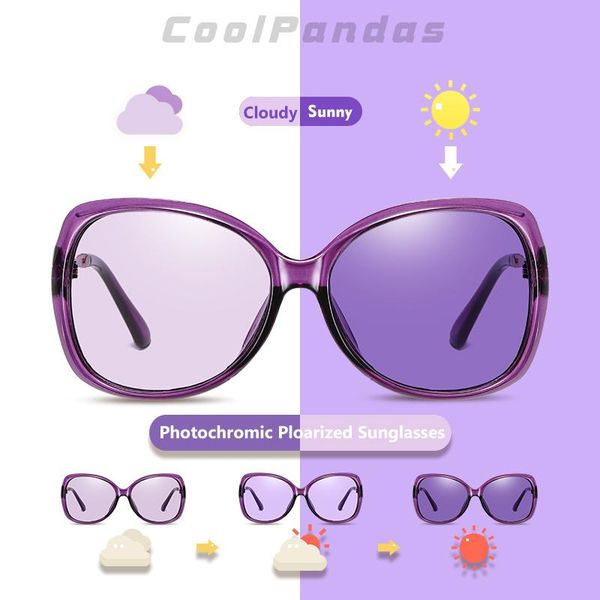 

sunglasses oversized pilot pochromic for women 2021 vintage brand driving purple sun glasses ladies lunette de soleil femme, White;black