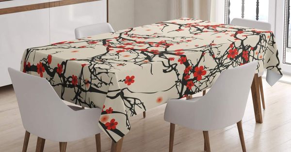 

table cloth japanese tablecloth asian nature cherry blossom sakura branch flowers art print dining room kitchen rectangular cover