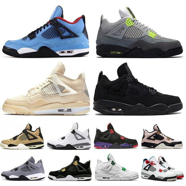 

new travis scott cactus jack 4 jumpman 4s \r4 neon sail men women basketball shoes cat bred mens womens trainers sports sneakers, White;red