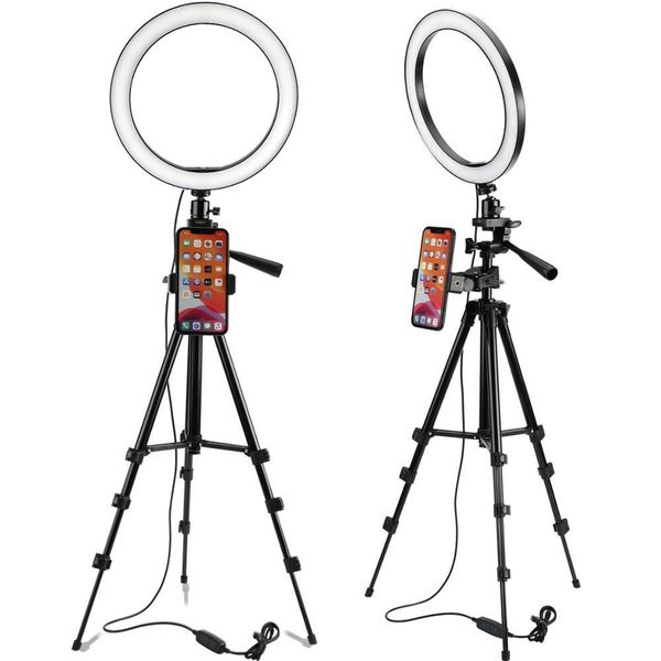 

led dimmable ring light kit 3200-5600k camera pgraphy studio ringlight for youtube makeup with tripod phone holder clip 2019