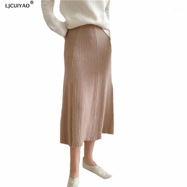 

ljcuiyao high waist women wrapped pleated skirt casual vintage solid mid-calf lady fashion a-line autumn spring black streetwear1