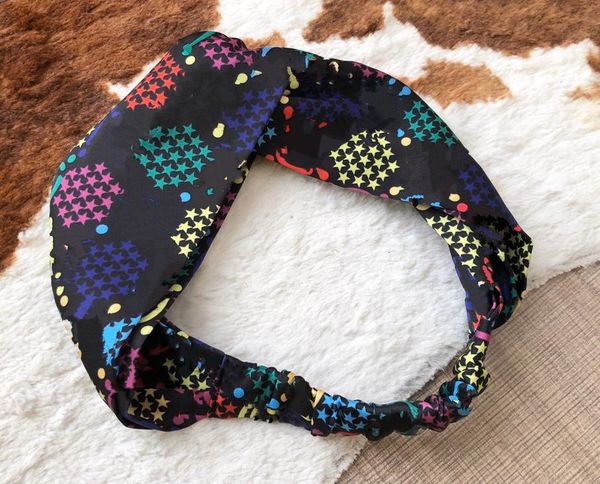 

designer silk elastic turban yoga headbands for women fashion star print head scarf cross sport hair bands head scarf headwrap gift