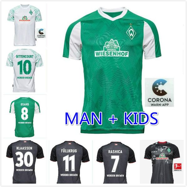 

2020 2021 sv werder bremen 3rd city jersey men kids kit bittencourt klaassen m.eggestein soccer jersey osako selke rashica football jersey, Black;yellow