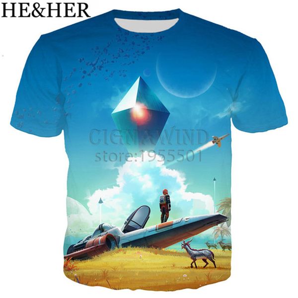 

new arrive popular game no man's sky next style 3d print shirts plus size anime plus size men clothing