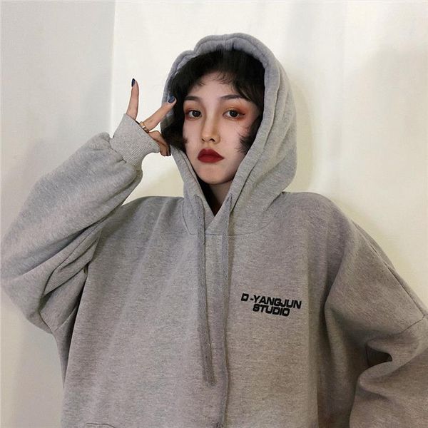 

oversized womens clothes hoodies teen street harajuku hip hop sweatshirt printing loose leisure pink korean style clothes, Black