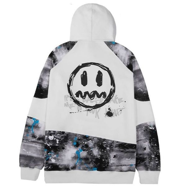 

2021 beaster little devil ghost face splash contrast color sweater street style simple fashion loose hoodie men, Black