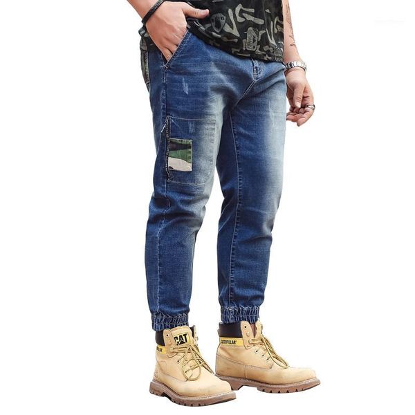 

plus size s-5xl 6xl 2018 men distressed blue jeans casual middle waist loose long pants male beam leg jeans for men classical1