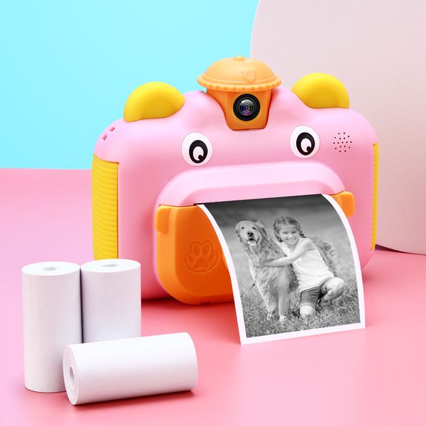 

children instant print camera rotatable lens 1080p hd kids camera toys with thermal p paper 32gb tf card 1020