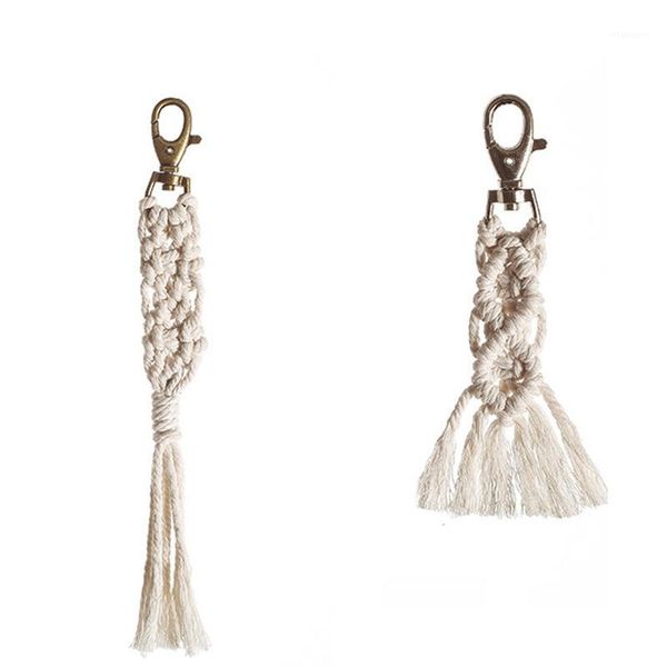 

2 pack hand-woven cotton rope crafts keychain hanging crafts pendant keychain1