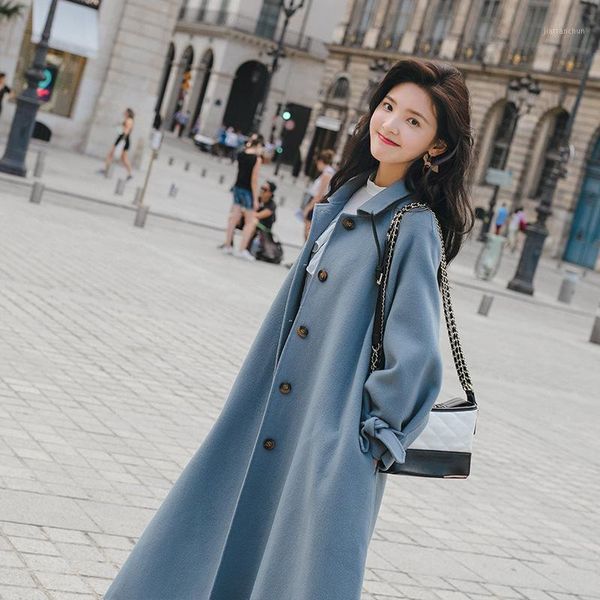 

fashion slim solid winter coat women elegant turn-down collar wool coat and jacket england style women's autumn1, Black