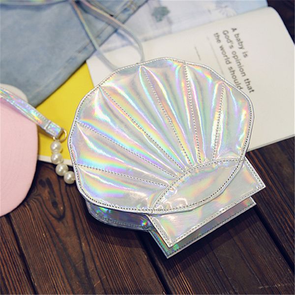 

hbp non-brand pearl shell bag fashion korean q laser personality jelly slant span bag women's shoulder bag sport.0018