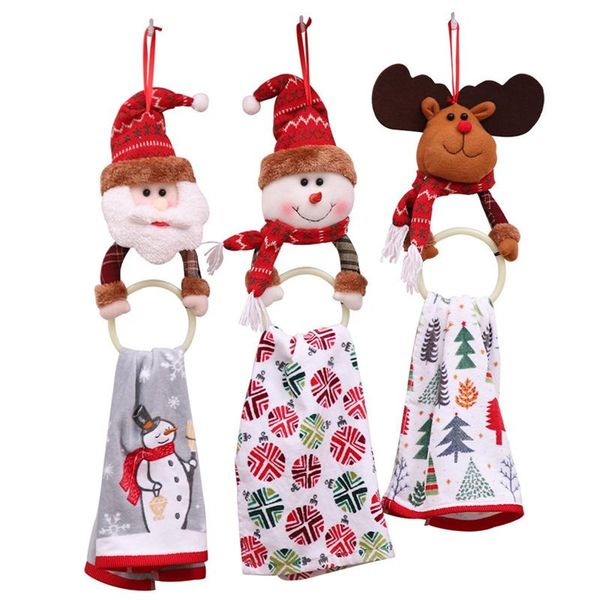 

christmas home decor creative santa elk snowman round ring towel hanging ring christmas cake towel gift ornaments