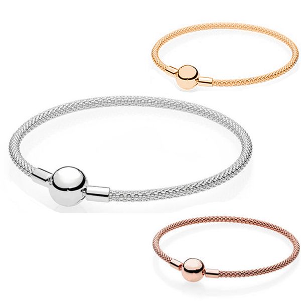 

new 100% 925 sterling silver classic basic mesh bracelet weave bracelet gold color rose gold diy beads accessories factory, Black