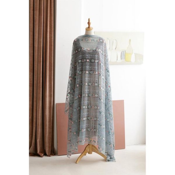 

white/black/blue mesh embroidered fabric 130cm width 0.5m/lot fresh lace fabric for dress tshirt sewing craft access jllcmv