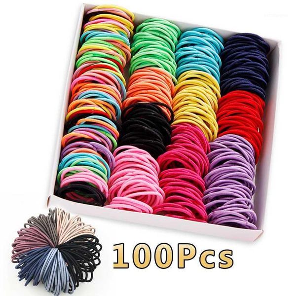 

hair accessories 50/100pcs/set girls colorful nylon small elastic bands children ponytail holder rubber headband kids accessories1, Slivery;white