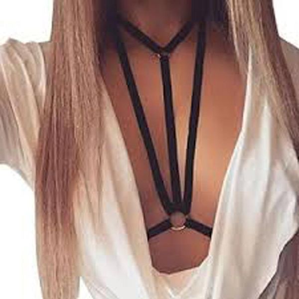 

sexy бинты тела бюстгальтер цепи ювелирные изделия choker черный резинка пляж ювелирные изделия collares женщин цепи ожерелье chocker бикини, Silver