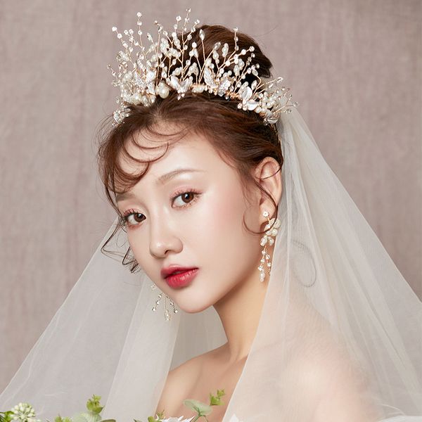 

water dance a3346 bridal headdress new korean earrings crown knot wedding toast dress hair accessories, Silver