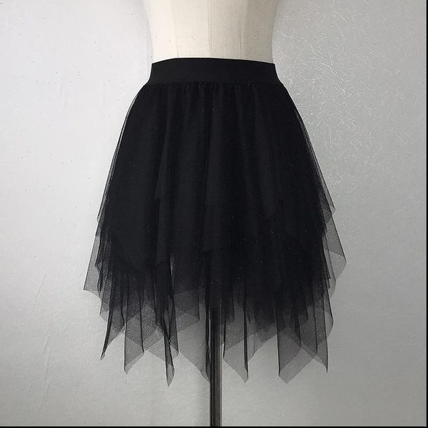 

short skirts womens faldas mujer moda 2020 elastic high waist mesh mini pleated midi tutu saias jupe black tulle