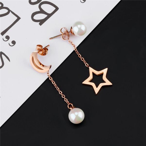 

xqni личность pentagram асимметрия темперамент pearl мода длинные серьги падения подарок на день рождения для женщин jllugj home003, Golden