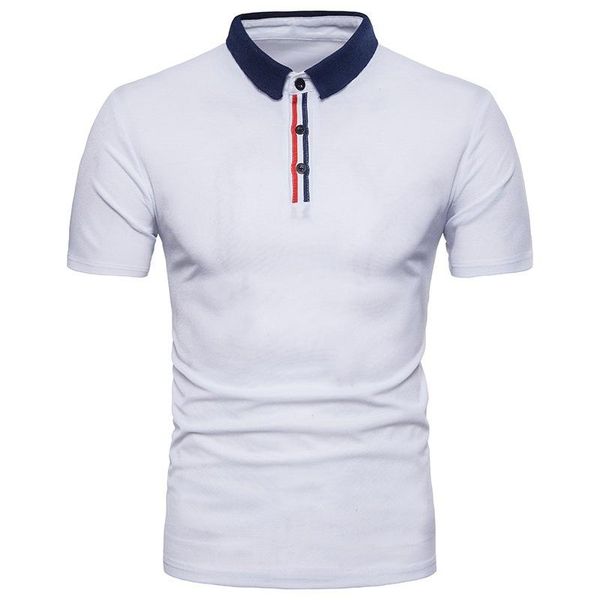 

zogaa mens brand shirt solid lapel short sleeve shirt slim fit cotton fashion casual smart bussiness men, White;black