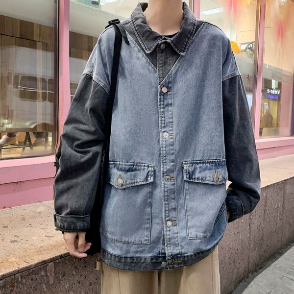 

2021 men's autumn/winter new thin jean style sleeve long jacket young clothes oakz, Black;brown