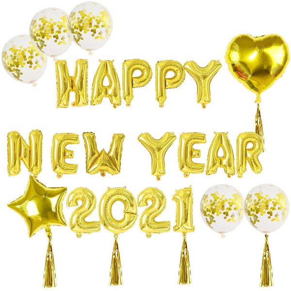 

2021 happy new year foil balloons gold silver number foil helium baloon new year christmas party decor