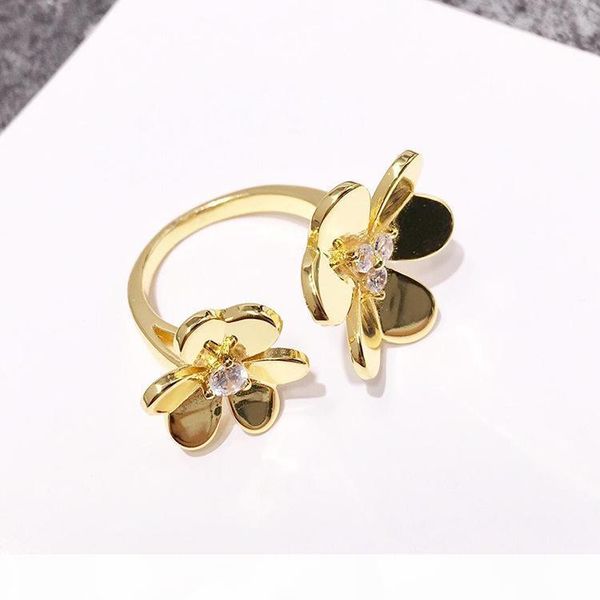 

k 2018 new cz stone fashion jewelry femme gold silver color cute flower crystal wedding rings for women