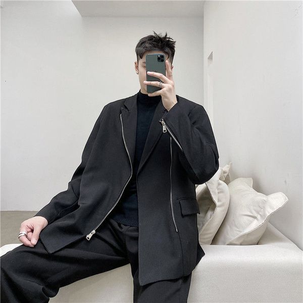 

2021 new masculino outono inverno novo fino slida moda individualidade juventude roupa masculina hei5, White;black