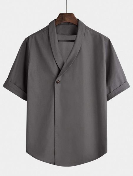 

men one button solid shirt g0z8#, White;black