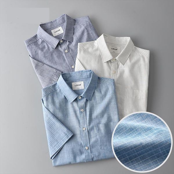 

2021 new arrival summer men stripe short sleeved youth casual shirts 100%cotton mens shirt plus size  xl 2xl 3xl 4xl, White;black