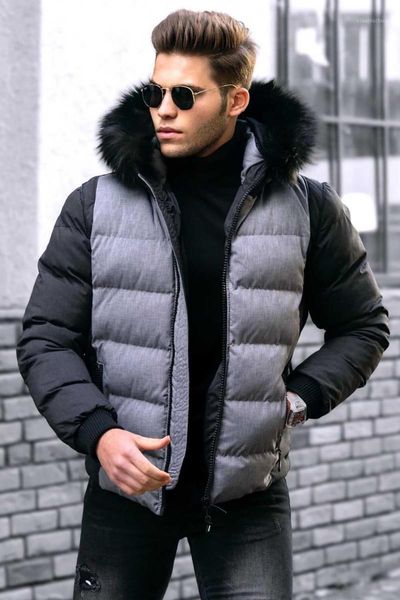 

winter parka men's solid jacket 2020 new arrival thick warm coat long hooded jacket fur collar windproof padded coat fashion men1, Black