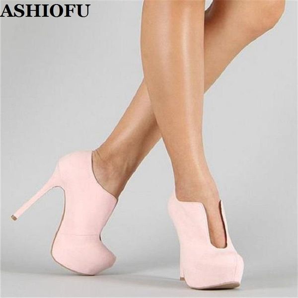 

ashiofu handmade ladies high heel pumps u-style round-toe party prom dress shoes platform fashion evening court shoes, Black