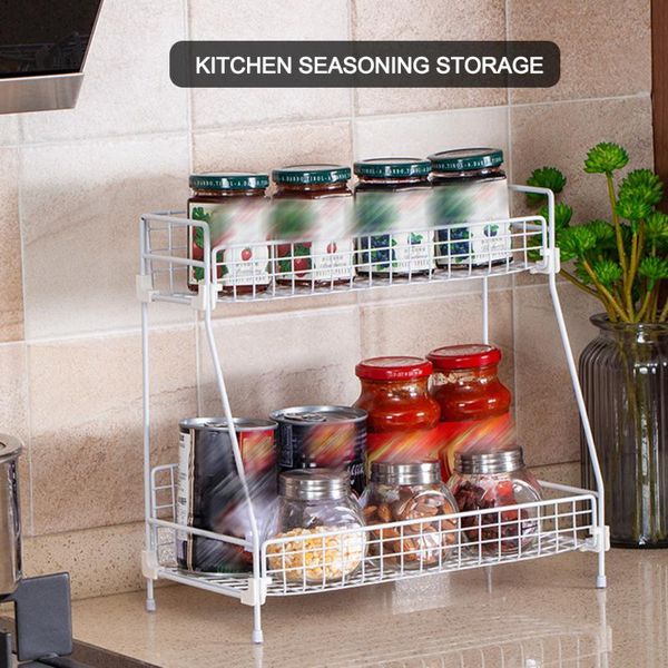 

2-tier storage rack cosmetic organizer shelf for bathroom deskkitchen dish dry seasoning storage rack space saving shelves