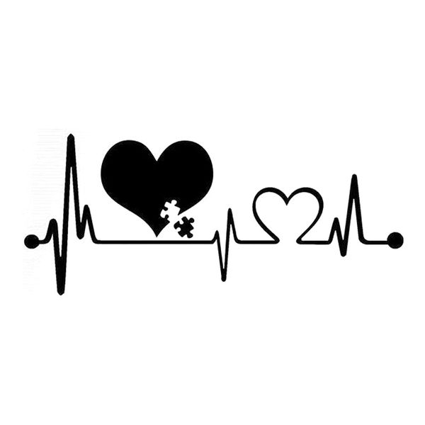 

16.6cm*7.2cm autism heartbeat lifeline creative car styling car sticker black/silver s3-4936
