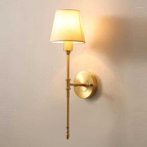 

gold wall lights moder sconce ac110v 220v white lampshade bedroom lamp1