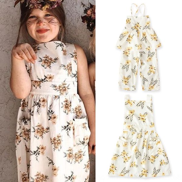 

girlssummer sleevelessshoulder floral pantsjumpsuit pantsone-piece romper bandage fashion kidswear ins girlssummer sleevelessshoulder dress, Black;gray