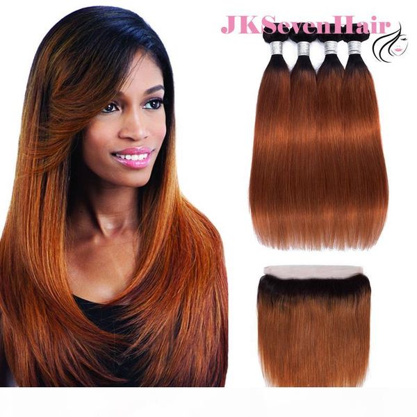 

1b 30 straight indian virgin hair extensions 4pcs with 13x4 inch lace frontal dark root 30 brazilian malaysian hair wefts with frontal, Black