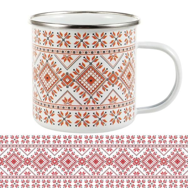 

mugs simple stainless steel hem with red knitted design, office and household mug