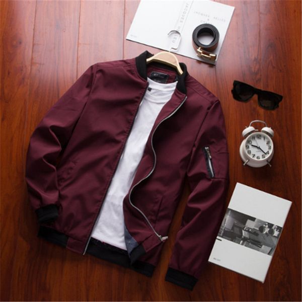 

bomber solid jacket men casual spring sportswear motorcycle mens jackets for male coats plus size 4xl, Black;brown