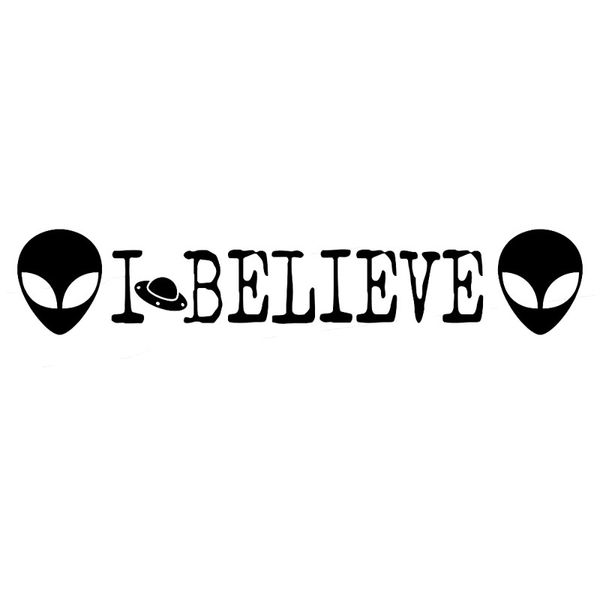 

17.8cm*3.4cm i believe vinyl decal car sticker ufo alien black/silver c3-0490