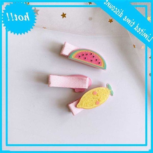 

3pcs girls glitter acryl clips nice summer cartoon fruit colored hair pins a69c