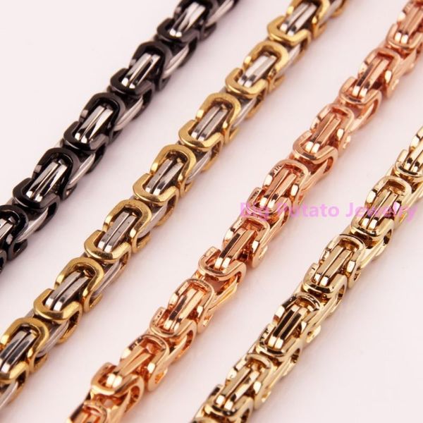

8~40" 4mm whloesale stainless steel silver gold black color byzantine chain men women necklace&bracelet christmas jewelry