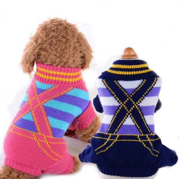 

navy warm winter soft striped sweaters for pet dog clothes costumes knitwear