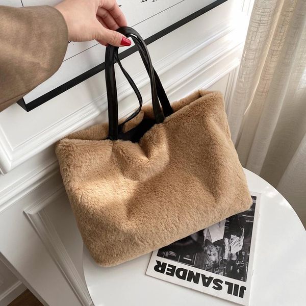 

большой мешок зимы осени новая эра 2020 моды сумочку большой емкости плюшевый мешок универсальный одно плечо кросс-тело женщины