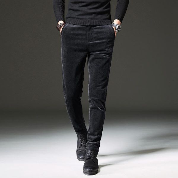 

men's jeans autumn winter ly fashion men slim fit classical casual corduroy pants hombre korean style leisure smart long trousers, Blue