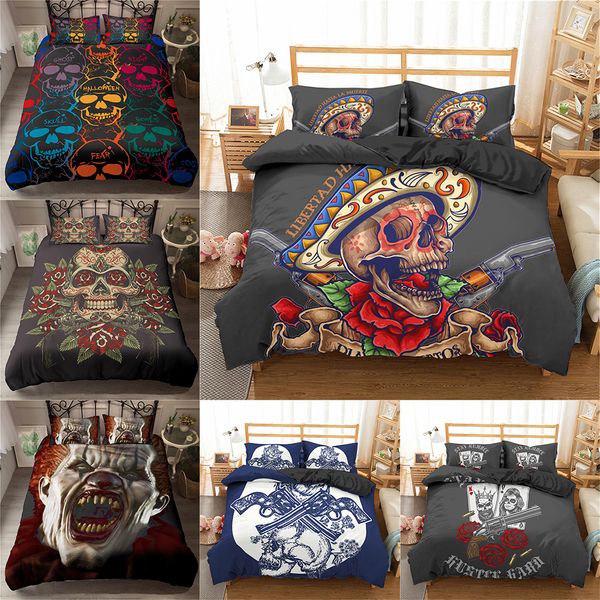 

zeimon 2/3pcs queen size vintage 3d skull bedding set bedclothes quilt cover set wedding bed duvet cover with pillowcase