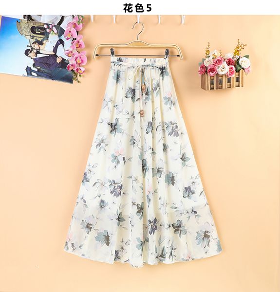 

2021 new new mid-floral mid-length flower high fashion female chiffon multicolored floral bohemian a-line skirt j7cr, Black