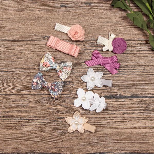 

8pcs set cute baby girl hair clips headwear flower bows children barrettes toddler hairpin haarbandjes baby girl accessories wmtfle, Slivery;white
