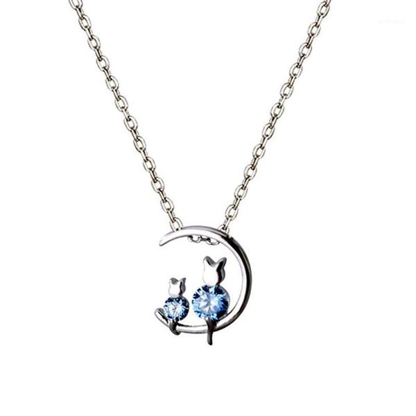 

moon cat pendant necklace necklaces women fashion trendy jewelry gift1, Silver