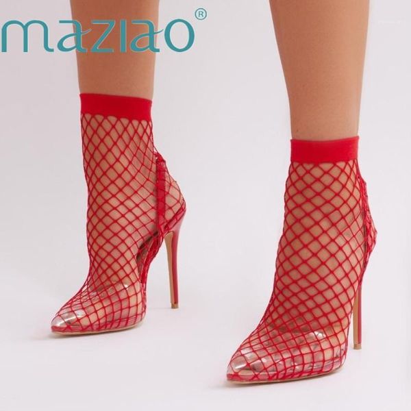 

boots maziao 2021 brand big size 34-45 fashion air mesh women's shoes woman sandals thin high heels party summer boots1, Black